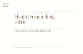Hauptversammlung 2018 2018-06-11آ  14 Shareholder Value Beteiligungen AG I Hauptversammlung 2018 Mai