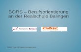 1 BORS â€“ Berufsorientierung an der Realschule Balingen - EWG-Team Projektmanagement