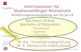 Wolf Lustig Studienb¼ro Romanistik Uni Mainz Einf¼hrungsveranstaltung f¼r Studierende der Romanistik (B.A./B.Ed.) im WS 2014/15 | 1 von 18 Informationen