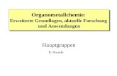 Organometallchemie : Erweiterte Grundlagen, aktuelle Forschung und Anwendungen Hauptgruppen 8. Stunde