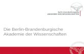 Die Berlin-Brandenburgische Akademie der Wissenschaften
