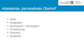 Arbeitskreis â€‍barrierefreies Oberhofâ€œ Ziele Aufgaben Austausch / Synergien Umsetzung Themen Ausblick